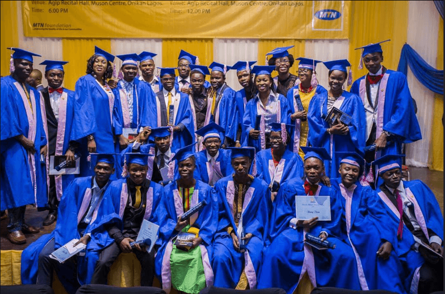 Funmisax with fellow graduates at the MUSON School of Music MTN scholarship ceremony